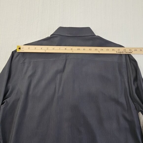 Calvin Klein Button Down Shirt Men's L Black Grey Stripe Slim Fit EUC Old Money - Picture 11 of 15